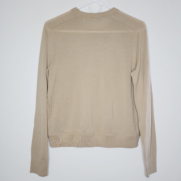 Theory Project Silk Georgette Combo Sweater Women's Small Camel Long Sleeve Flaw - Picture 2 of 11